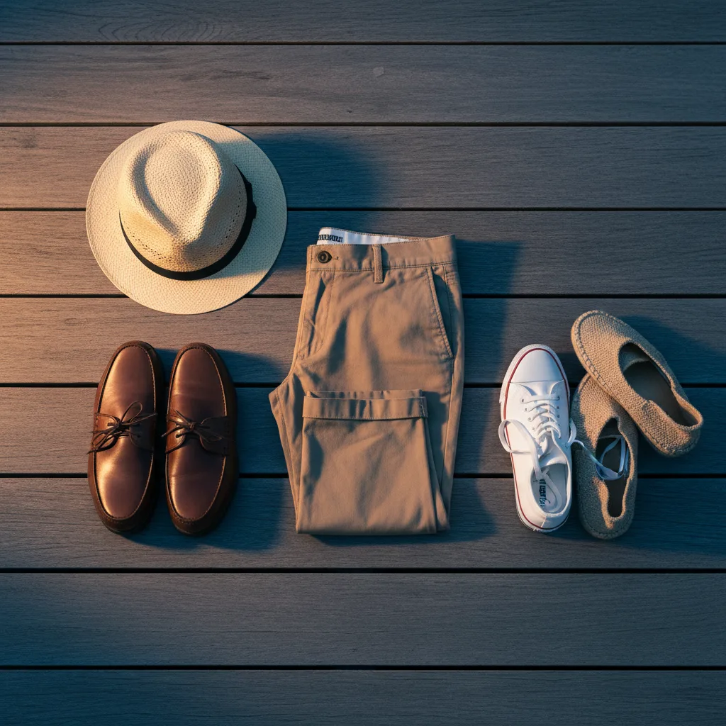 Chaussures d'été assorties à un pantalon chino en lin